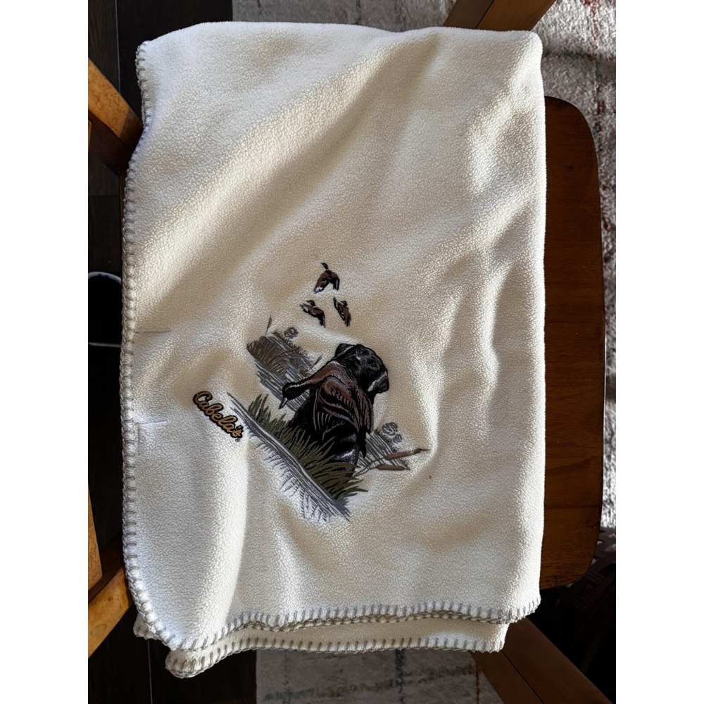 Dog And Ducks Embroidery Throw 42"x60" Cream Color By Cabelas - Picture 7 of 7